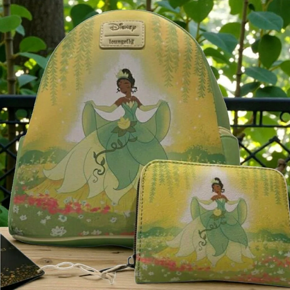 NWT! Disney X LoungeFly Princess and The Frog Tiara Mini Backpack & Wallet Set